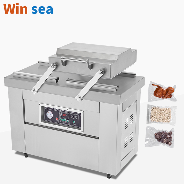 DZ-4002SA Electric Double Chamber Vacuum Packing Machine for Chicken CE Certified Commercial Use Pouch Foil for Textiles