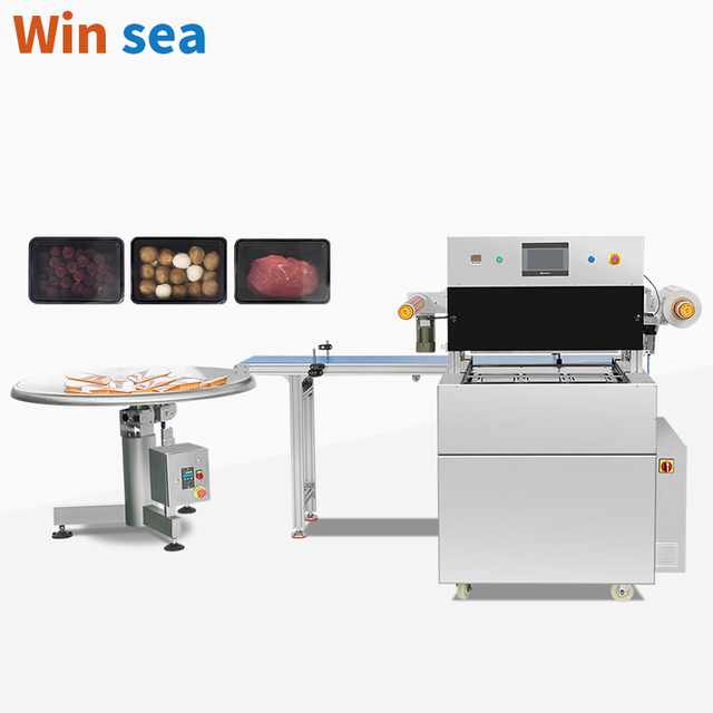 CE Automatic Efficient Assembly Line Modified Atmosphere Package Food Sealer Machine Continuously MAP Tray Sealing Machine