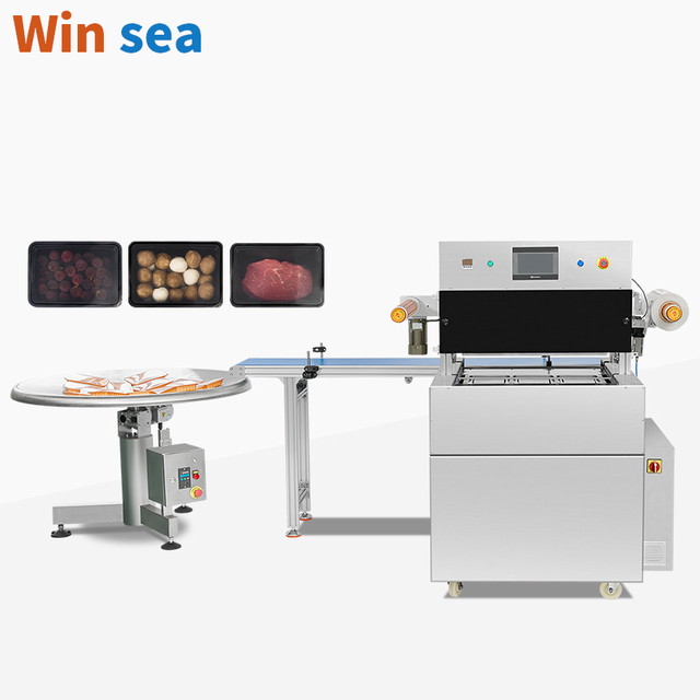 Automatic Multi-Function Meat Food Tray Sealer Pneumatic-driven MAP Skin for Cooked Meals for Film Foil Packaging Assembly Line
